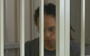 Brittney Griner appears in Russian court to hear her sentencing on Aug. 4, 2022. (Credit: YouTube screenshot)
