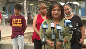 Cynthia Martin speaks at a press conference outside of Cal Expo in Sacramento, California with her family and 11-year-old son in attendance on Aug. 1, 2022. (Credit: YouTube)