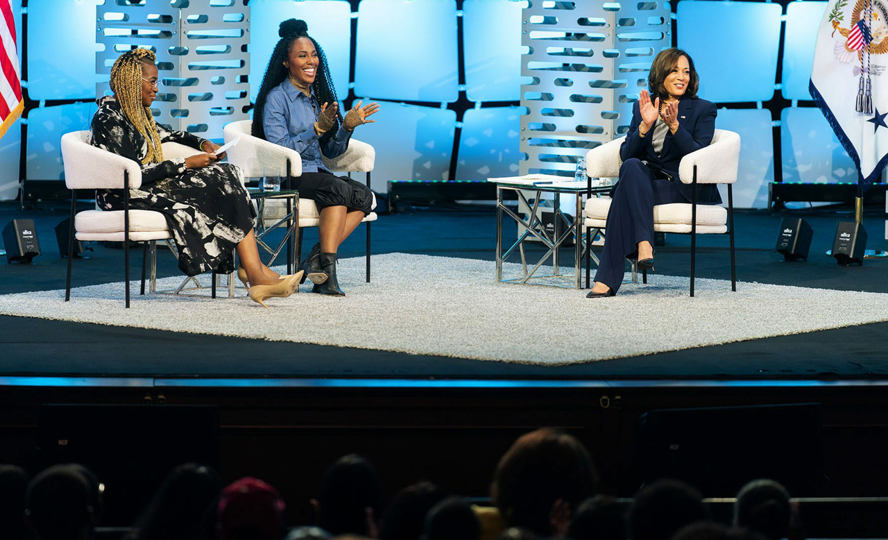 Vice President Kamala Harris participates in a moderated conversation on reproductive choice with DeWanda Wise and Errin Haines on November 5, 2022, at Howard University in Washington, D.C. (LAWRENCE JACKSON/THE WHITE HOUSE)