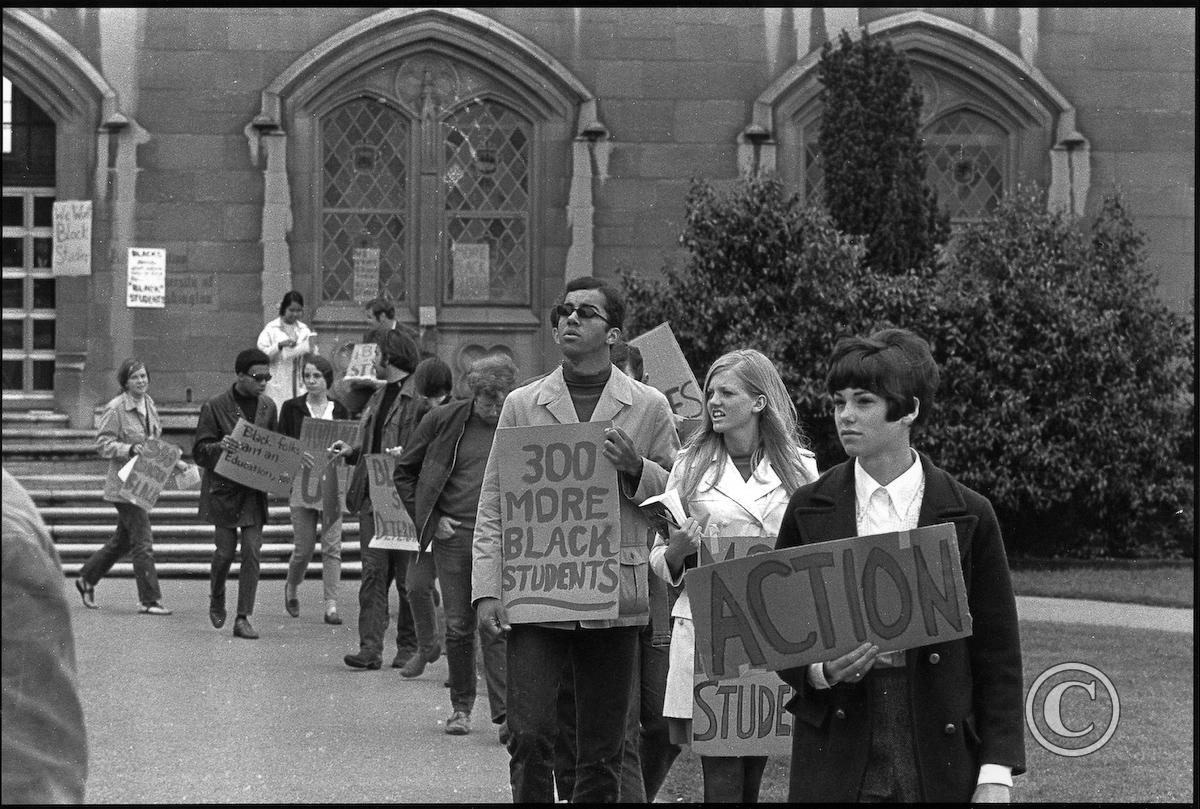 A protest led by the Black Student Union at the University of Washington at Seattle, 1968. (Credit: Emile Pitre Collection)