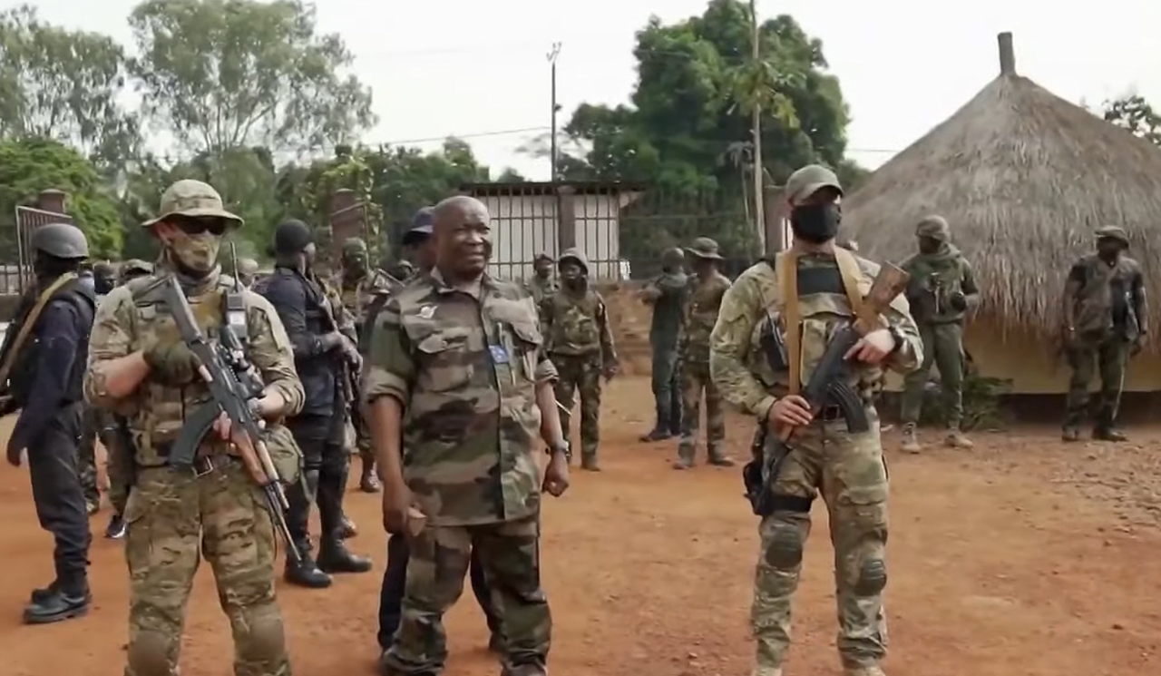 Wagner Group mercenaries seen with troops in the Central African Republic. (Credit: Screenshot - TODAY/YouTube)