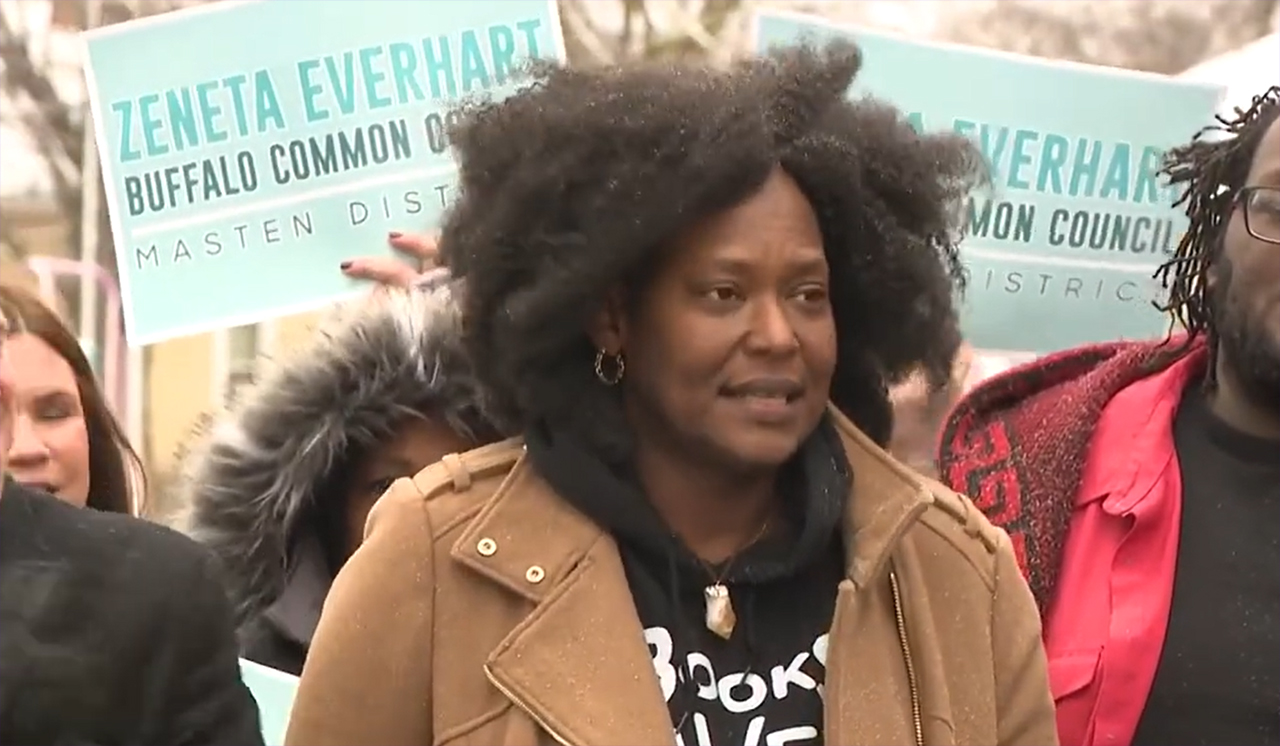 Zeneta Everhart announces her campaign for the Buffalo Common Council on Feb. 17, 2023. (Credit: Screenshot - WGRZ-TV/YouTube)