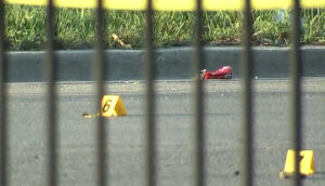 Bullet casings were found near a park in West Side, Chicago where two teenagers were shot on Saturday, Aug. 19, 2023, including a 17-year-old girl who died from her injuries. (Source: Screenshot - WLS-TV)