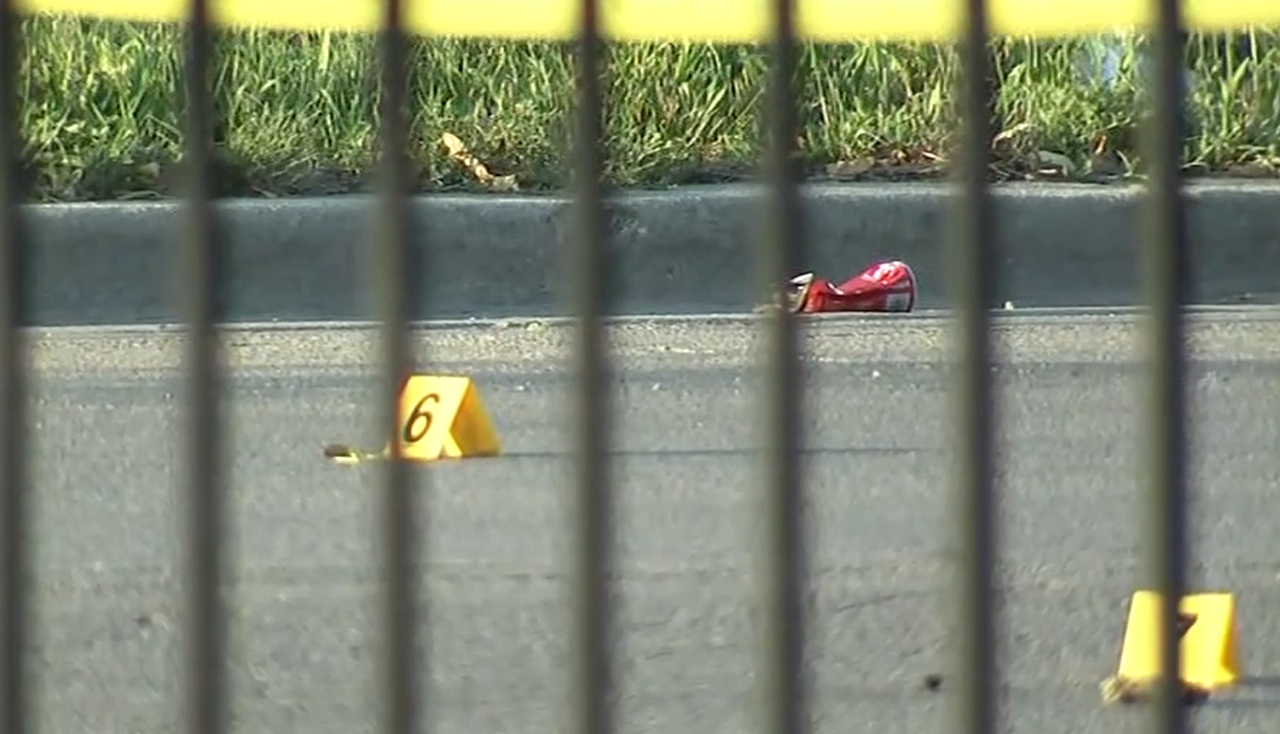 Bullet casings were found near a park in West Side, Chicago where two teenagers were shot, including a 17-year-old girl who died from her injuries. (Source: Screenshot - WLS-TV)