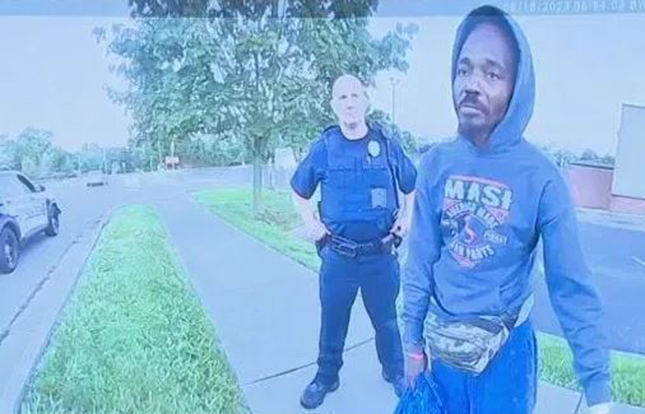 Police body camera video from the Kettering Police Department in Ohio shows police with Mark A. Coleman before they arrest him on August 18, 2023. Kettering PD played video during a news conference on Tuesday, Aug. 22. 2023 after video circulating on social media sparked outrage. (Source: Screenshot - WKEF)