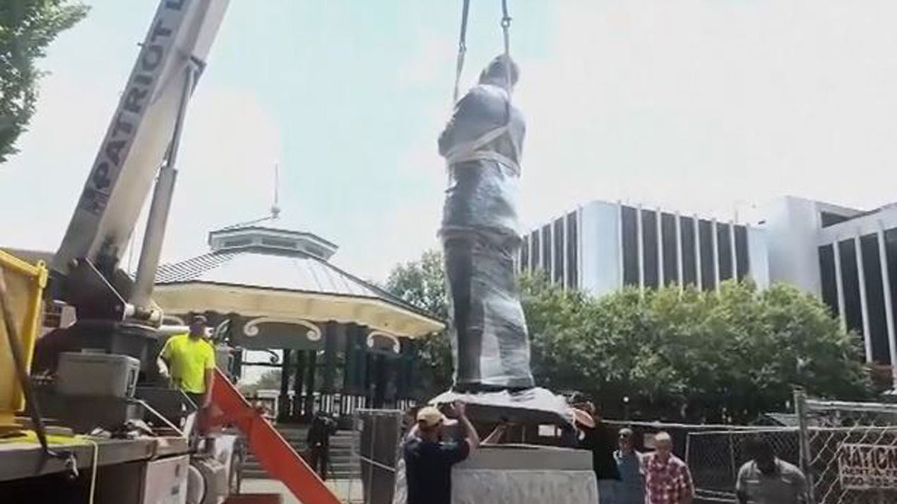 A bronze state of late civil rights leader and former congressman John Lewis was installed on Friday, Aug. 16, 2024 in Decatur, Ga. (Source: Screenshot - NBC News)