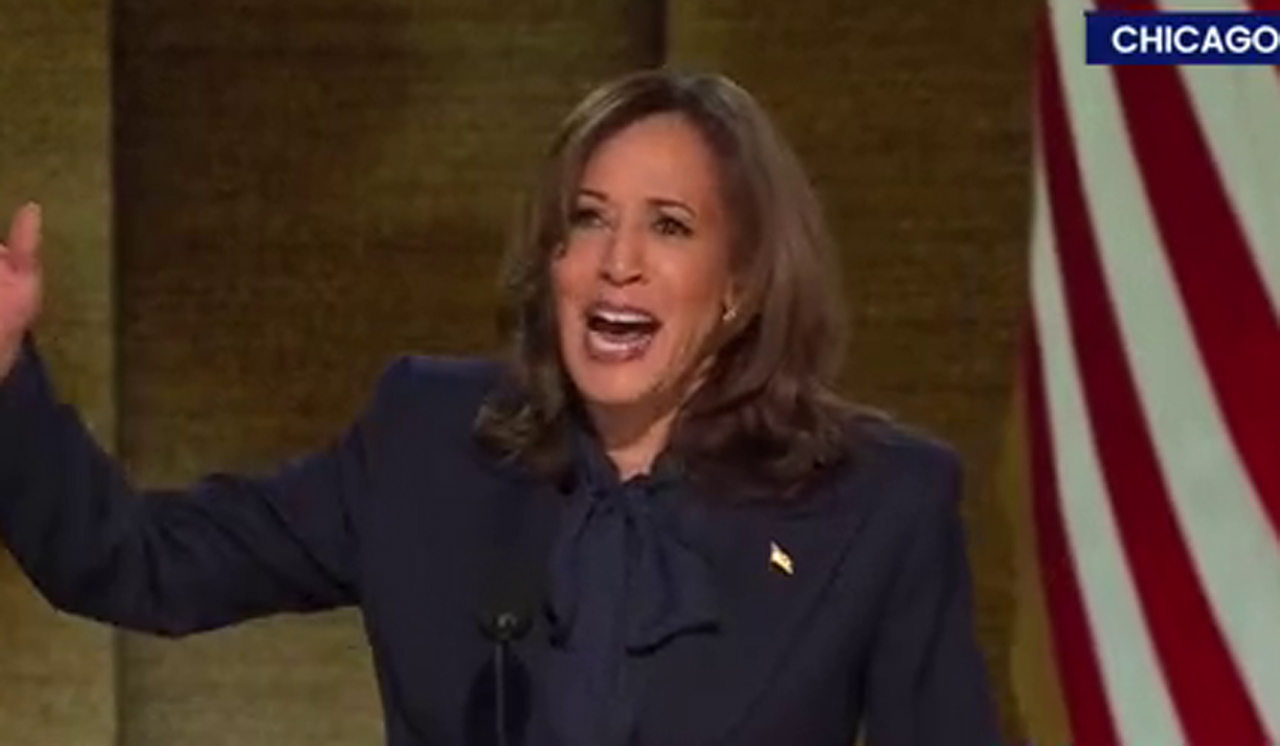 Vice President Kamala Harris accepts the Democratic nomination for president at the 2024 Democratic National Convention in Chicago, Ill. on Thursday, Aug. 22, 2024. (Source: Screenshot - C-SPAN)