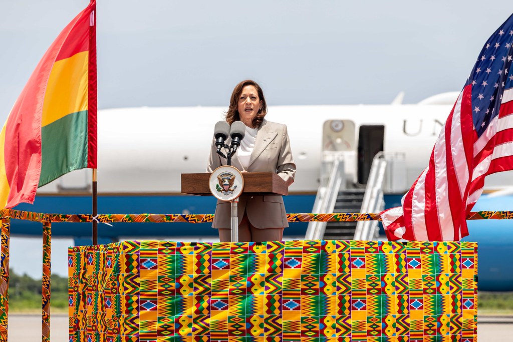 "Vice President Kamala Harris in Ghana" by U.S. Embassy Ghana is marked with Public Domain Mark 1.0.