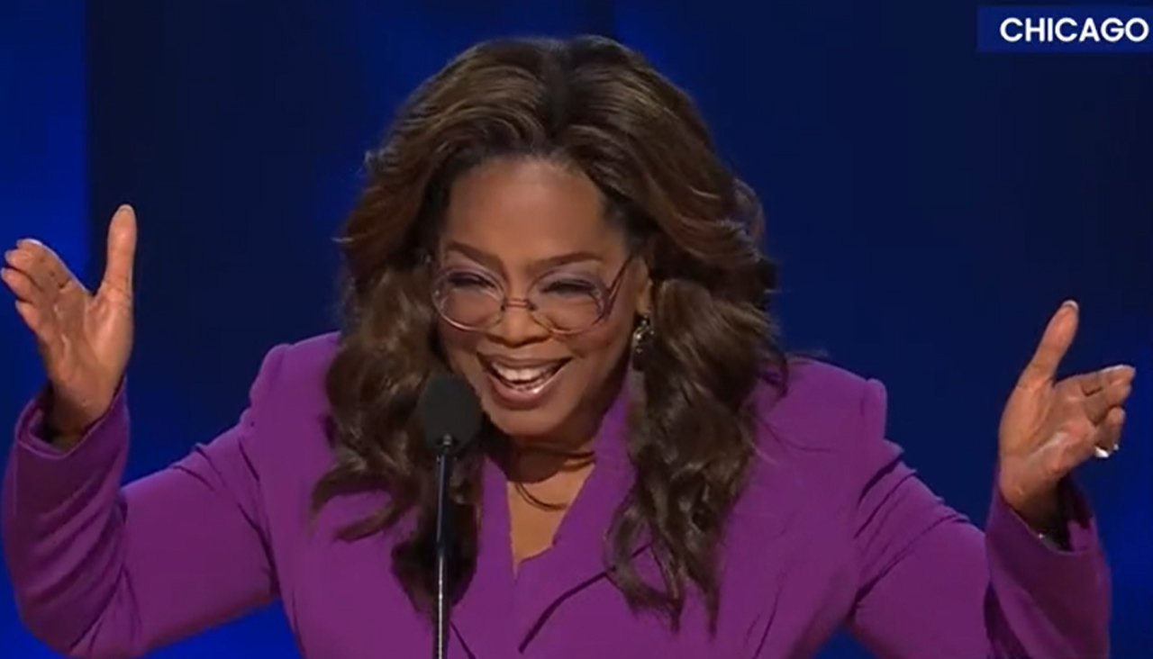 Oprah Winfrey tells voters to elect Kamala Harris and Tim Walz in November during the Democratic National Convention on Wednesday, Aug. 21, 2024. (Source: Screenshot - C-SPAN)