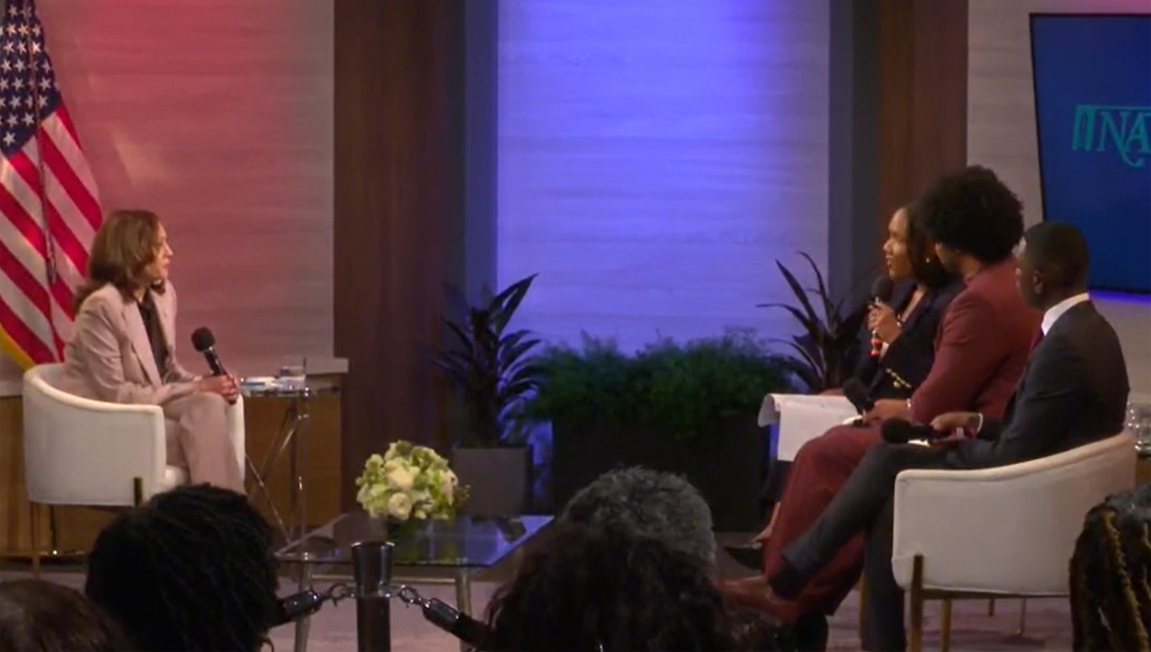 Vice President Kamala Harris speaks to the National Association of Black Journalists (NABJ) on Tuesday, Sept. 17, 2024 in Philadelphia. (Source: Screenshot - C-SPAN)