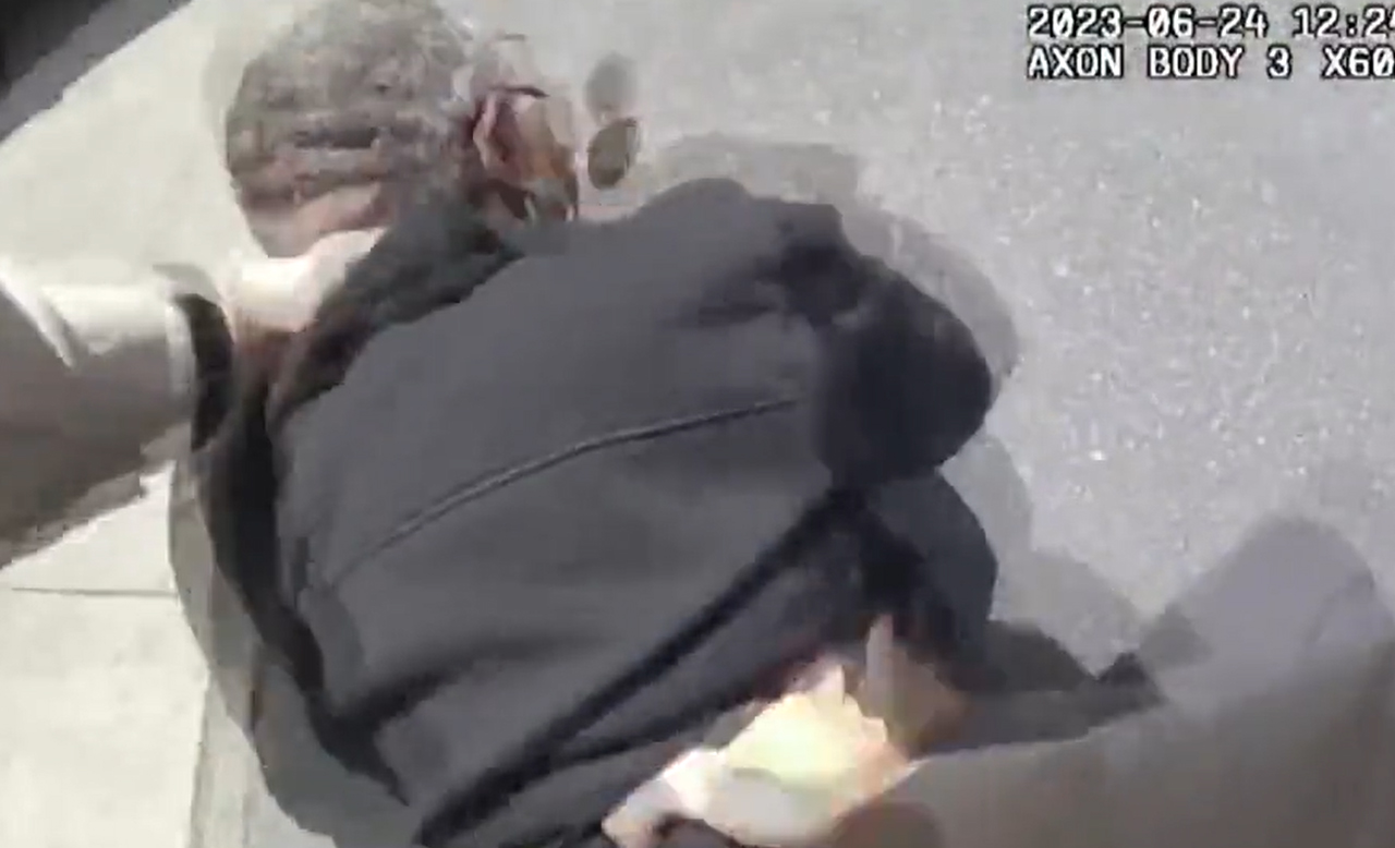 A violent arrest involving a deputy with the Los Angeles County Sheriff's Department and a Black woman outside of a Winco in Lancaster, California on June 24, 2023 was captured on body camera video. (Source: Screenshot - Los Angeles County Sheriff's Department)